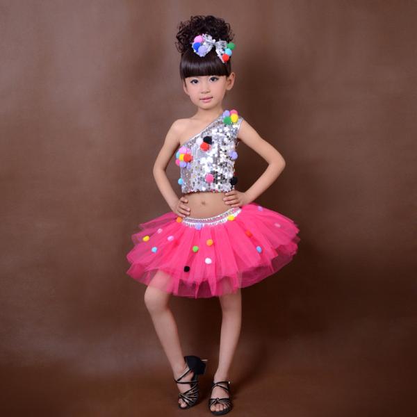 New style girl's sequins jazz performance stage dance costumes bitter fleabane gauze skirt
