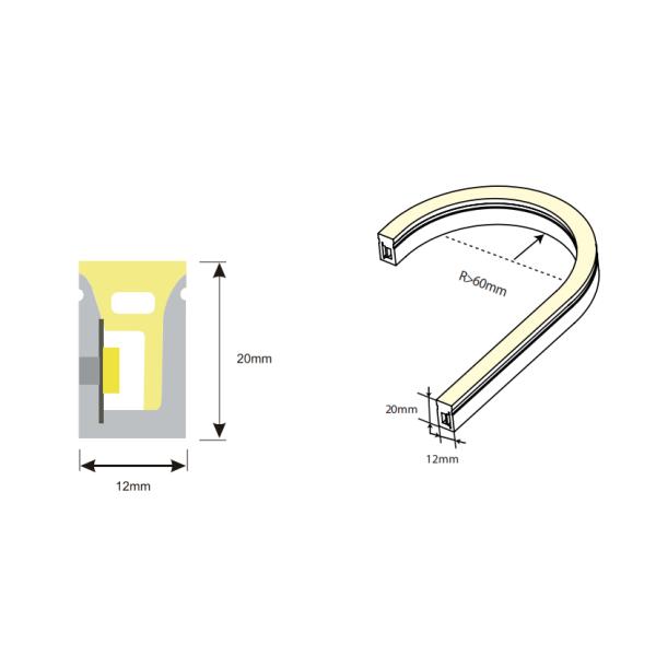 12*20мм Силиконовая неоновая лента Flex Side Bend 24v IP67 Led Водостойкая лента