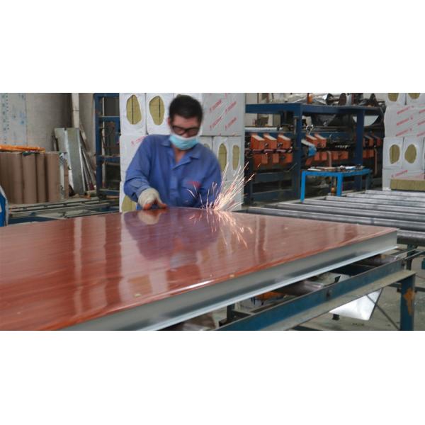 High Quality Building Materials Fireproof Wooden Color Rock Wool Sandwich Panel