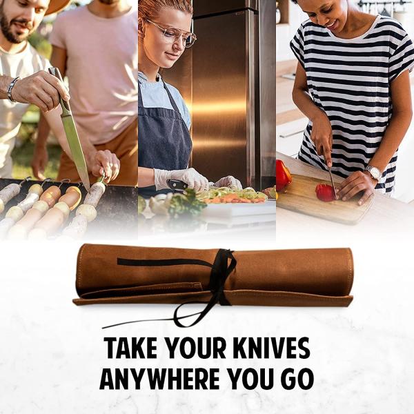 Durable Knife Roll Bag Canvas Carrying Case For Kitchen
