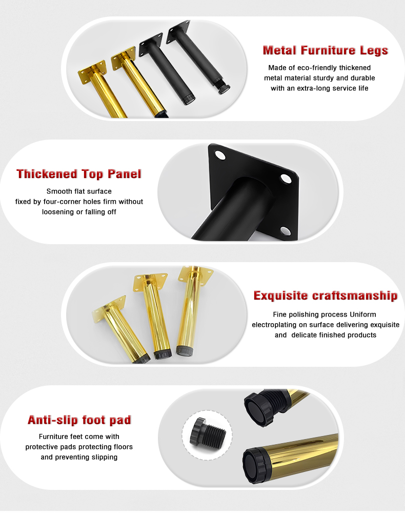 Luxury Adjustable Metal Sofa Legs Widely Used As Heightening Feet for Living Room Tables Tea Tables and Other Furniture Legs