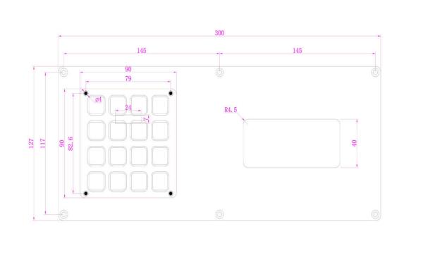 Teclado de aço inoxidável personalizado para o equipamento/controle de acesso do hospital
