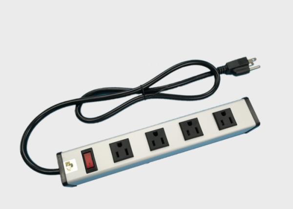 Metal 4 Way Multi Outlet Power Strip With On Off Switch For Workshop / Office