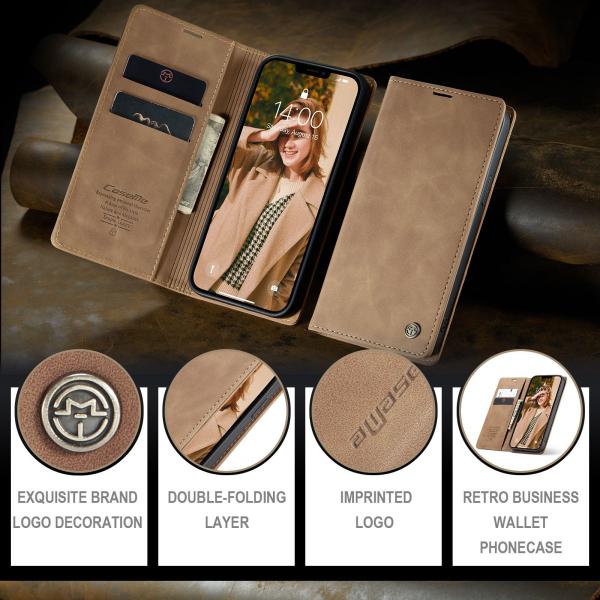 CaseMe 15 Pro Phone Case TPU кожаная задней крышка с магнитным держателем для карт и тест