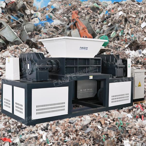 Industrial Double Rotor Shredding System for Municipal Solid Waste Industrial Waste Wood Plastic Composite Materials