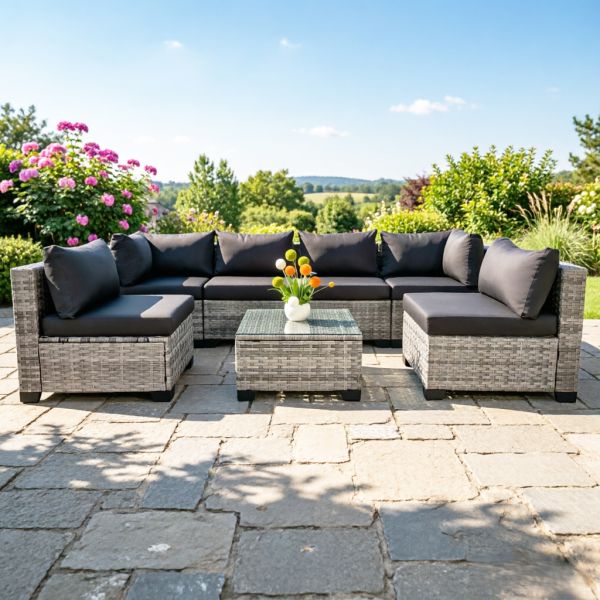 Factory 2026 Hot Sale New Modern All-Weather PE Rattan Wicker Sectional Patio Sofa Set, Outdoor Garden Furniture
