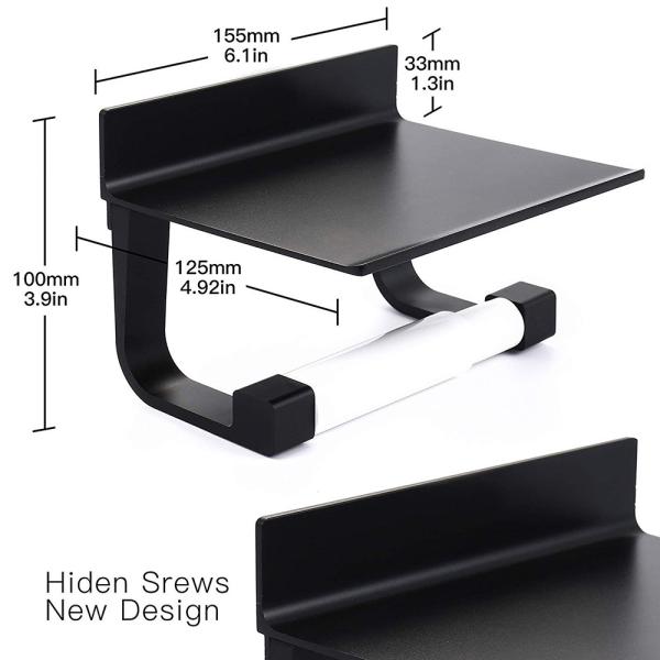 No Drilling Bathroom Hardware Accessories  Self Adhesiv Toilet Paper Holder With Shelf