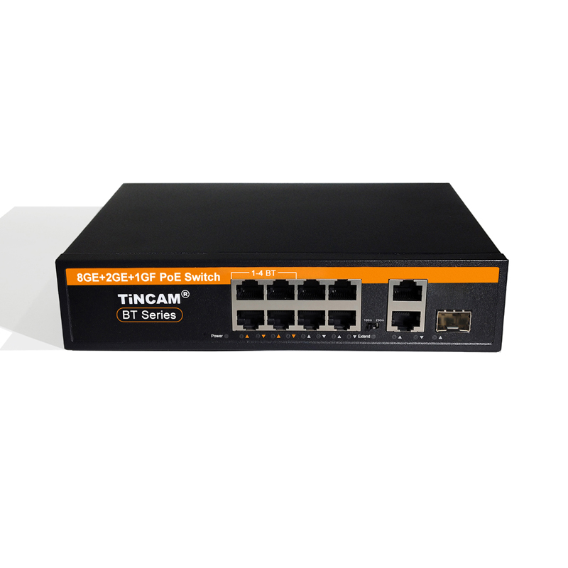 11 Port Gigabit BT PoE Switch 8 PoE++ Ports 2 RJ45 Uplink 1 SFP Uplink IEEE 802