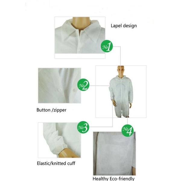 Белая устранимая пыль одевает одежды безопасности с швом Сергед воротника