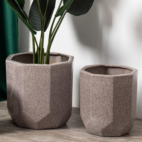 Cheap outdoor and indoor decorative large planter custom polygon shape ceramic flower pots molds
