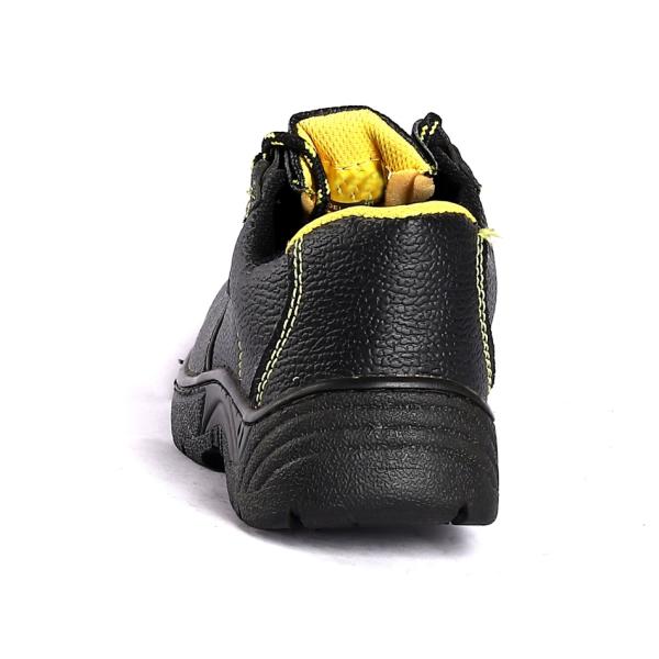 Comfortable EVA Insole Steel Toe Black Leather Mesh PU Sole Puncture Resistance Work Safety Shoes
