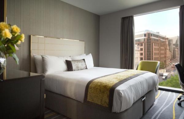 Melaka light luxury hotel room design of guestroom furniture by Stainless steel leather headboard bed with fashion table