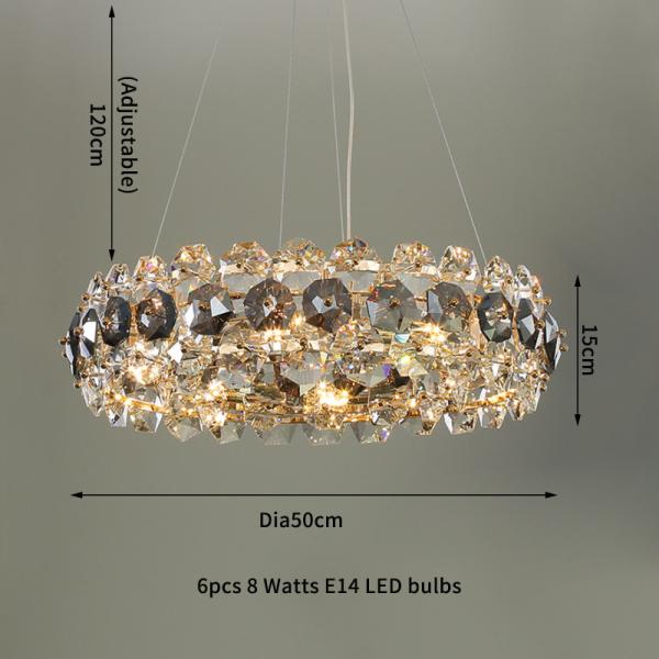 Smoke gray crystal chandelier for living room round hanging lamp decorative lights for room(WH-CY-233)