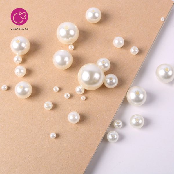 Wholesale High Quality Round Pearls With Hole Multi Sizes Colors Loose Beads Pearls for Garment Accessories