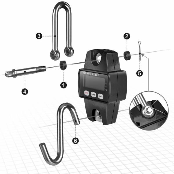 Báscula de grúa mini portátil con soporte OEM/ODM, capacidad de 300 kg / 660 lb, material ABS y acero inoxidable, y pantalla LED LCD