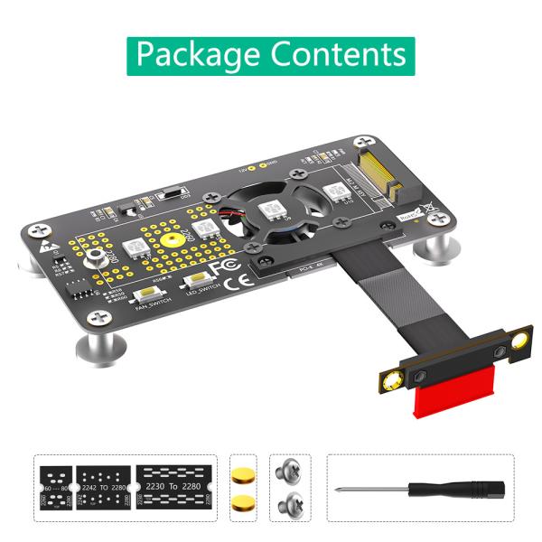 PCI-E X1 до M.2 NVME NGFF SSD кабель расширения адаптера с охлаждающим вентилятором и светодиодом автоматического изменения цвета.