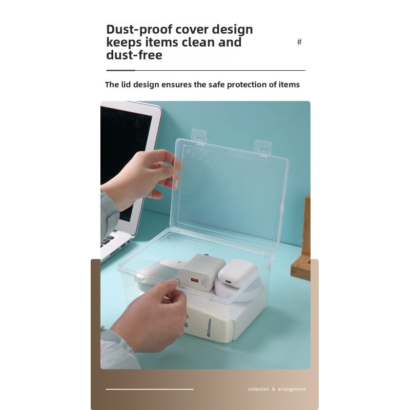 Hot Selling Minimalist Household Desktop Rectangle Dust-Proof Transparent Clear Plastic Storage Box for Sundries