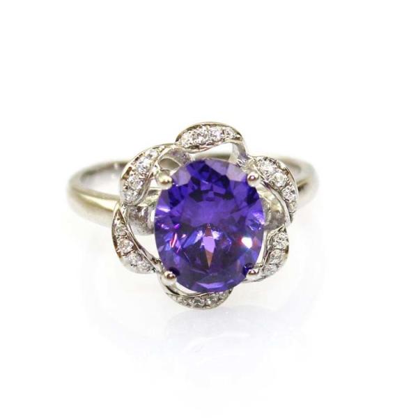 Women Jewelry Pink Cubic Zirconia 925 Silver Ring (R232)