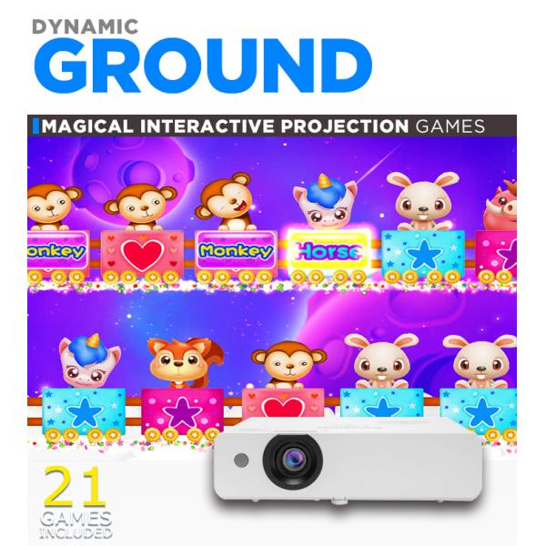 Interactive Floor Projection Multiplayer 3D Projector System Dynamic Ground Size 2*1.85m