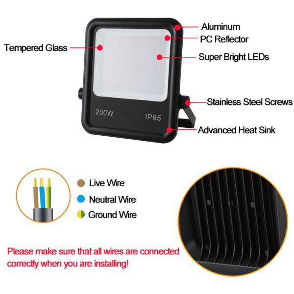 CRI80 5500K 200w LED Flood Lamps For Tennis Court Lighting