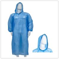 Capa de chuva plástica do PE descartável impermeável com o poncho encapuçado do PE de Hood Blue /White