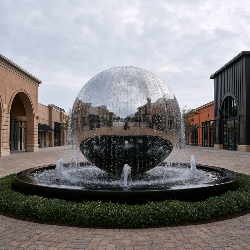 Custom Mirror Polished Sphere Fountain Stainless Steel Sculpture Landscape