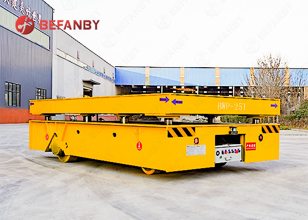 Heavy Duty 35T Battery Powered Trackless Transfer Cart With Hydraulic Lift Function