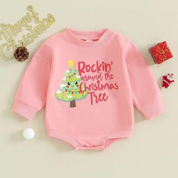 1 Pcs Custom Tag Christmas Cotton Romper Spring Autumn Newborn Infant Toddler Boys Girls Clothing Long Sleeve baby Cloth
