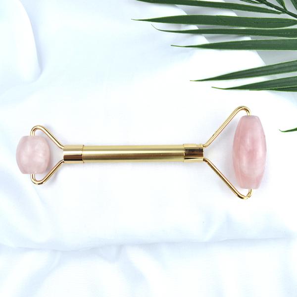 End Design Pink Rose Quartz Guasha Facial Roller 100% Crystal Gua Sha Massager for Face Eye Neck Massage Beauty Tools