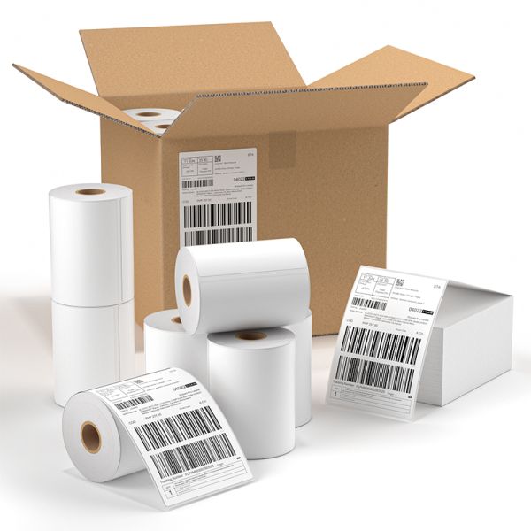 Pressure Sensitive Glassine Thermal Label Roll / Fanfold White / Yellow / Blue