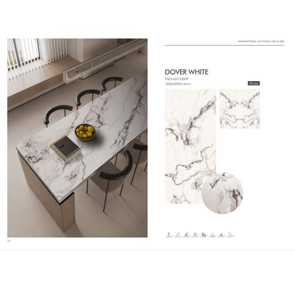 White Glazed Porcelain Tile With 0.05% Water Absorption 6mm Frost Resistance 1600*3200mm