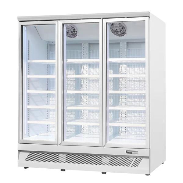CE Antiwear 3 Door Upright Freezer , Multiscene Glass Door Refrigerator