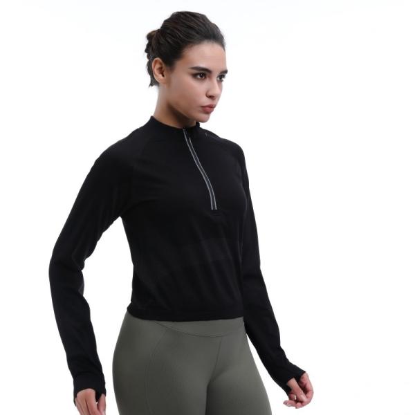 Long Sleeve Quarter Zip Tops Breathable Sustainable Quick Dry