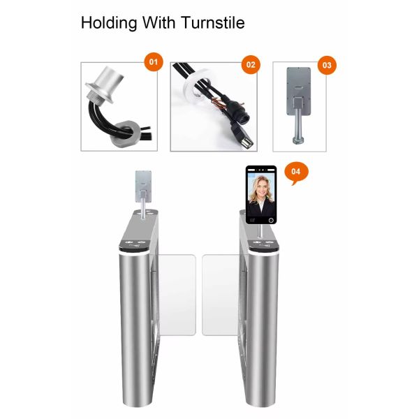 8 Inch Facial Recognition Turnstile Gate with API Electronic Attendance System for Administrative Building and Stadium Security
