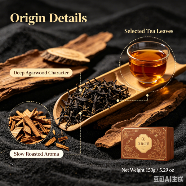 150g Premium Agarwood Black Tea Organic Oud Infused Fermented Soothing Sleep Support Blend