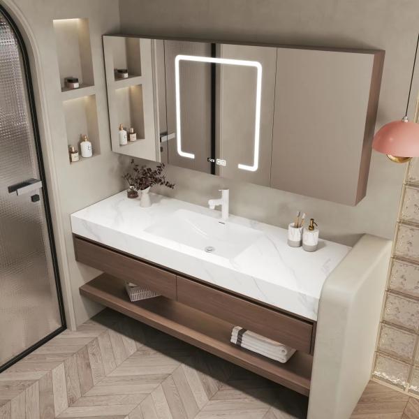 MDF Board timber Bathroom Sink Cabinets Unit Silver Mirror