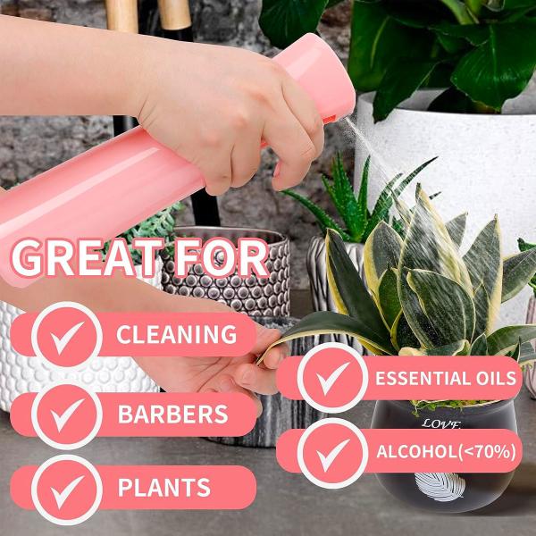 300 ml de frasco de plástico liso cilíndrico rosa com spray rosa para frasco de spray