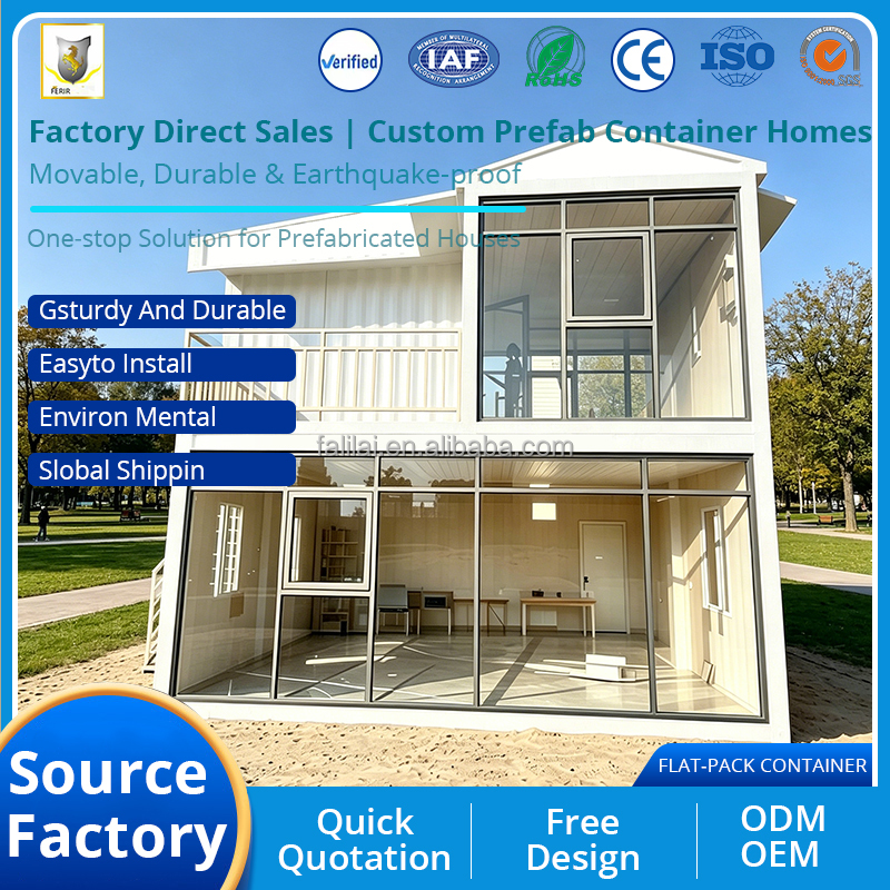 Mobile Container Room Portable Office Turnkey Project Prefabricated Container Home Modular Steel Frame with Glasses Houses