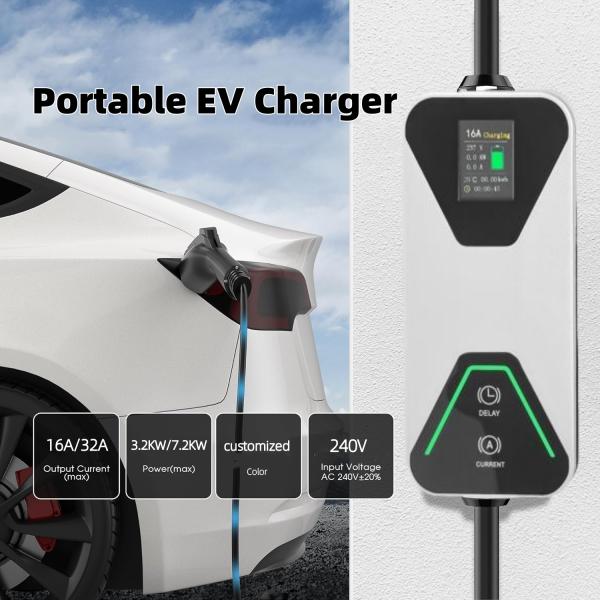 Tesla 16A 32A EV портативное зарядное устройство Bluetooth Максимальная безопасность с несколькими защитами