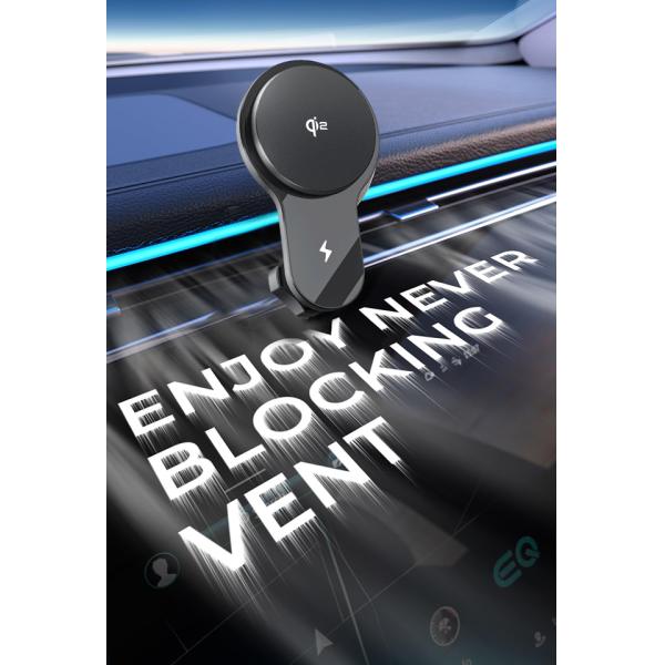 Strong Magnetic Stability Ultra-Thin Fan Cooling Fast Charging Car Phone Holder For Automotive With Original Air Duct Design