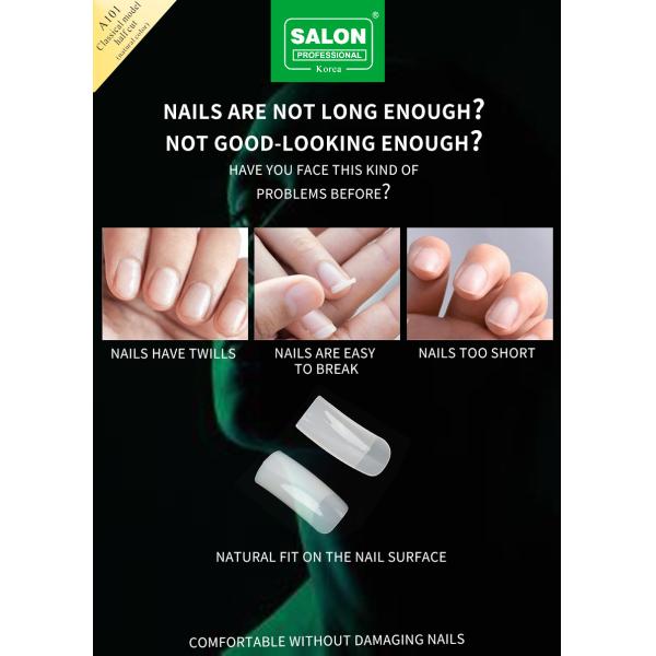 A101 Natural Color Full Cover False Nails Tips for Professional French Manicure Style