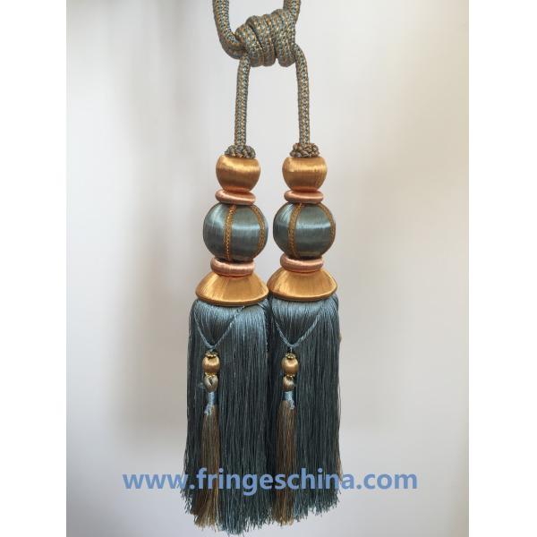 Hot selling custom long tassel fringe trimming for curtain attractive tieback hanging ball