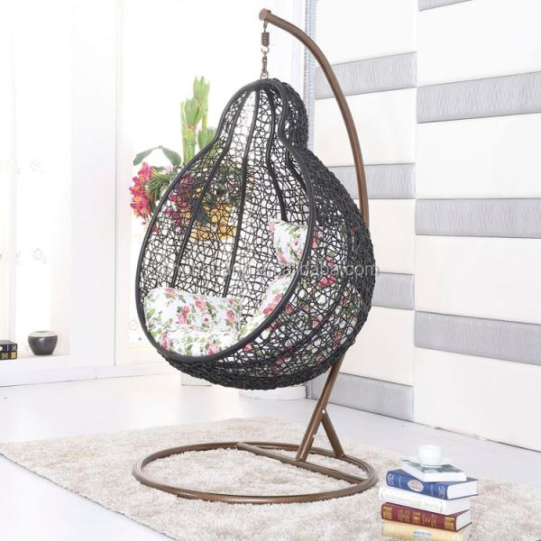 Metal Frame Hand-made Rattan Swing Wicker Chair for Outdoor Garden Villa Hanging Basket