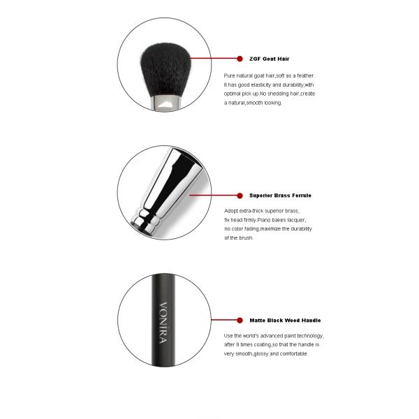 Hot Selling Natural Goat Hair Precision Powder Makeup Brush With Copper Ferrule