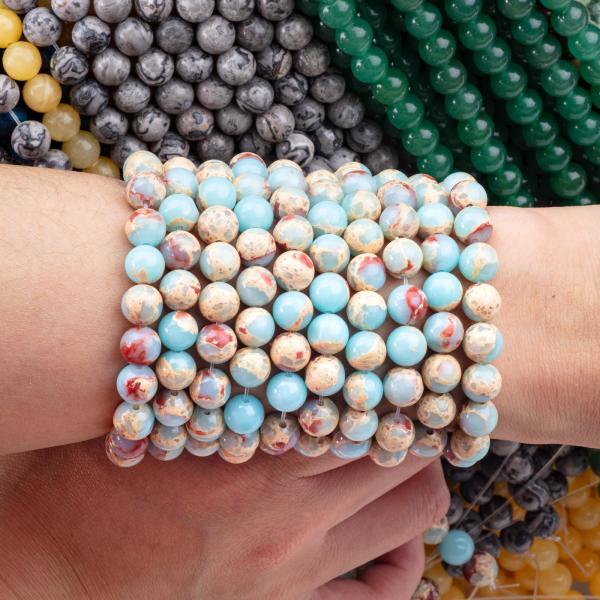 Semi Precious Stone Shoushan Stone Jasper Loose Bead Strands Snakeskin Stone for DIY Jewelry Making