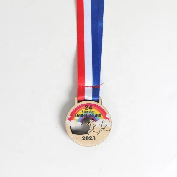 Médailles en bois avec ruban au cou Adultes enfants médailles de cheerleaders Médailles gagnantes Prix pour l'école de sport
