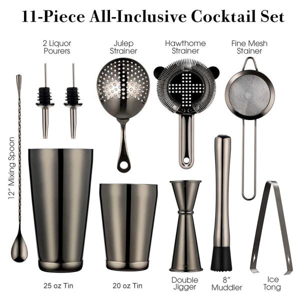 Classic Design 11-Piece Bartender Kit Cocktail Smoker Set 750ml/600ml for Manufacture