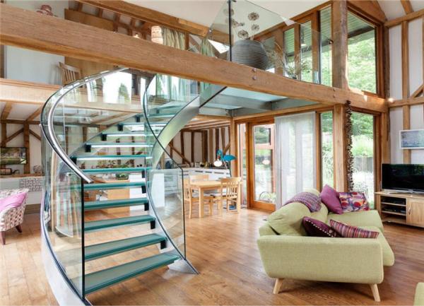 U Channel Curved Deck Stairs Designs Glass Railings System Screw Bolted Installation