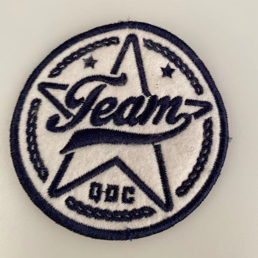 Wangshun Factory Customization Sequined Embroidered Patches Eco-Friendly Canvas Patches Fabric Material  Badge with Hook Loop