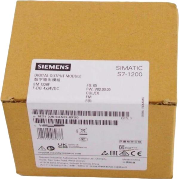 SIEMENS 6ES7226-6DA32-0XB0 SIMATIC S7-1200, DIGITAL OUTPUT SM 1226, F-DQ 4X 24 V DC 2A, PROFISAFE, 70 MM OVERALL WIDTH, UP TO PL E (ISO 13849-1)/ SIL3 (IEC 61508)
